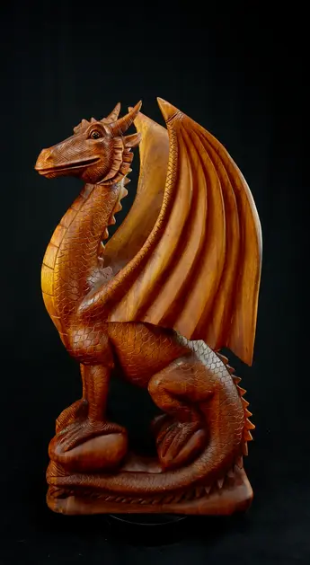 Dragon béni n°3 sculpté en bois de suar, vue complémentaire n°9