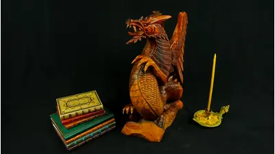Dragon béni n°2 de 50 cm sculpté en bois de suar