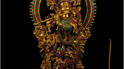 Statue bénie de Krishna provenant de Delhi, en Inde, vue complémentaire n°6