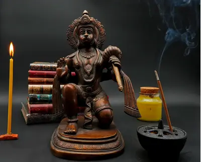 Petite statue bénie de Hanuman en laiton