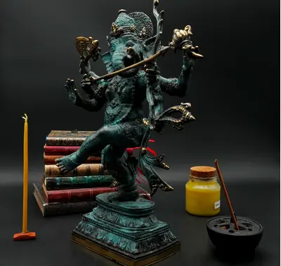 Ganesh béni en laiton réalisé à la cire perdue, vue complémentaire n°4