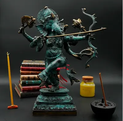 Ganesh béni en laiton réalisé à la cire perdue, vue complémentaire n°2