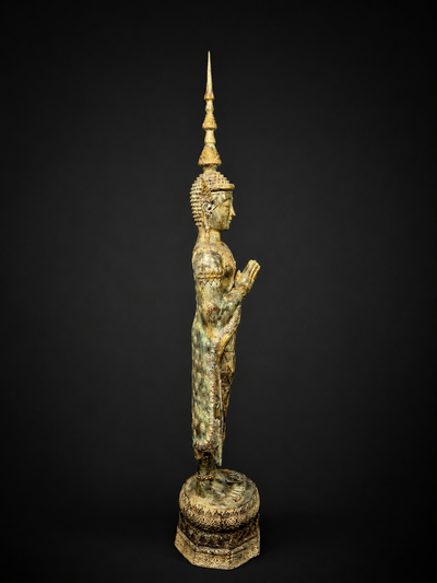 Grand Bouddha béni en laiton réalisé à la cire perdue, vue complémentaire n°3