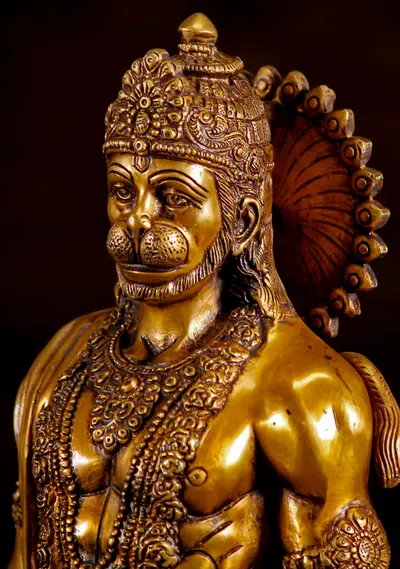 Statue bénie de Hanuman en laiton, détail complémentaire n°2