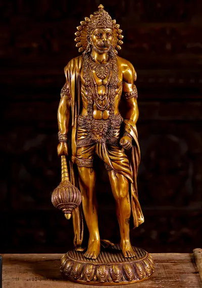 Statue bénie de Hanuman en laiton