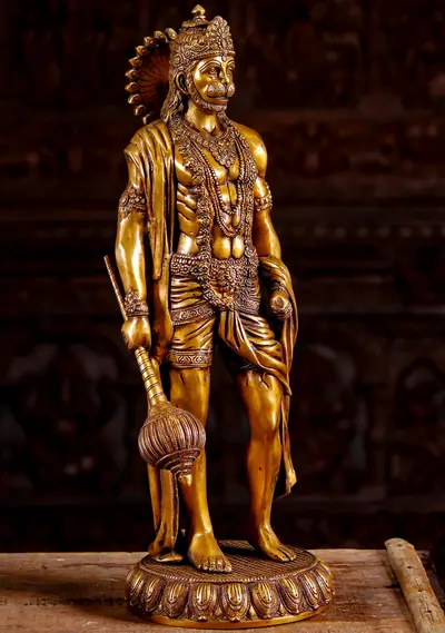 Statue bénie de Hanuman en laiton, vue complémentaire n°2