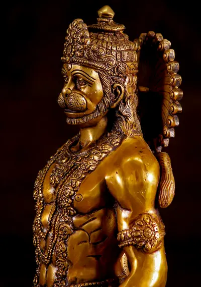 Statue bénie de Hanuman en laiton, vue complémentaire n°6
