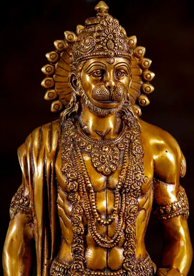 Statue bénie de Hanuman en laiton, vue complémentaire n°7