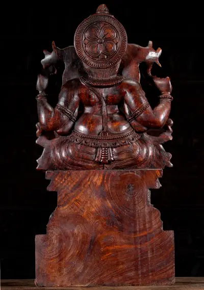 Grand Ganesh en bois de neem, vue arrière