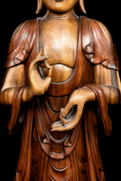 Détail des mains du Bouddha béni de l’Enseignement