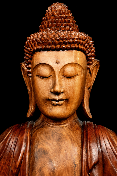 Bouddha béni de l’Enseignement sculpté en bois de suar, vue complémentaire n°9