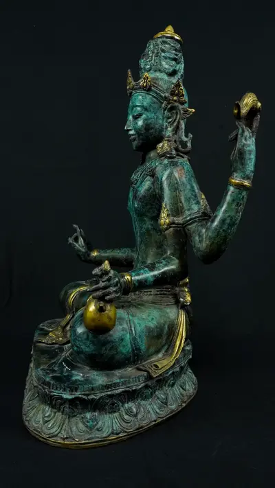 Statue bénie de Brahma n°1 en laiton, profil droit