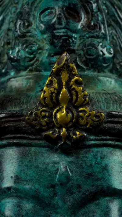 Statue bénie de Brahma en laiton réalisée à la cire perdue, détail complémentaire n°9
