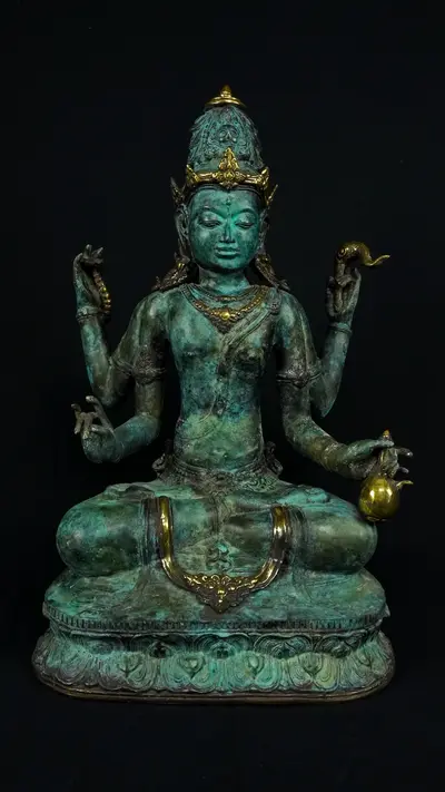 Statue bénie de Brahma n°2 en laiton, vue de face