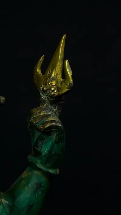 Statue bénie de Ganesh vert en laiton, détail complémentaire n°9