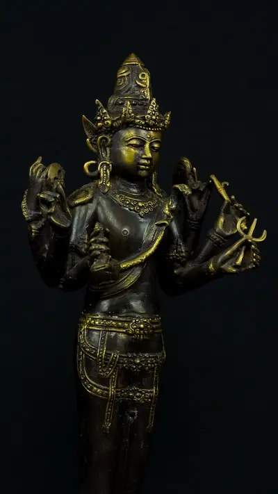 Statue sacrée bénie – Shiva indonésien à six bras – 66 cm, vue complémentaire n°5