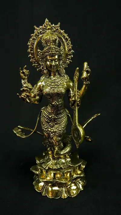 Statue sacrée bénie – Saraswati au cygne, vue complémentaire n°5