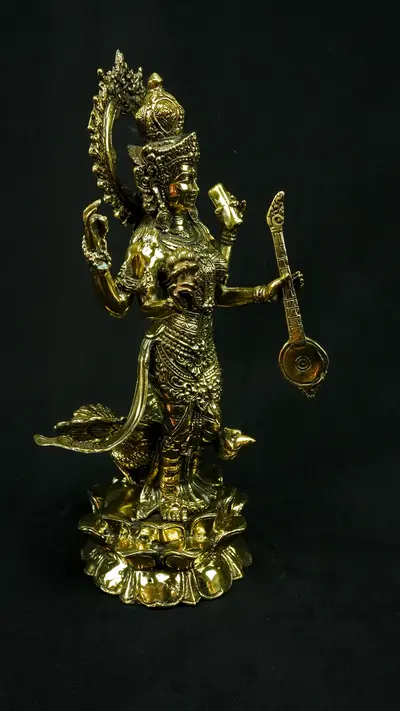 Statue sacrée bénie – Saraswati au cygne, vue complémentaire n°6