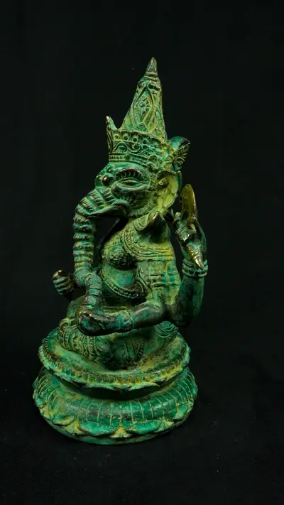 Statue sacrée bénie – Ganesh vert – 24 cm, vue complémentaire n°8