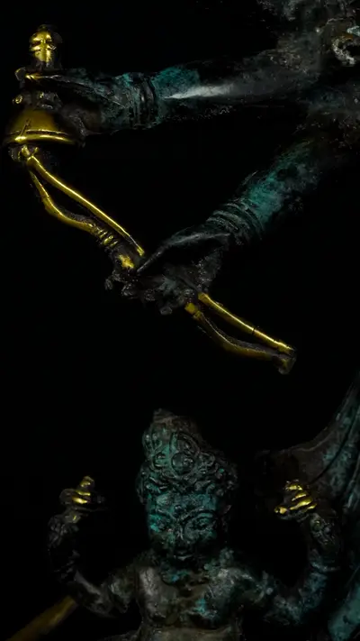 Statue bénie de Durga Kamadhenu en laiton, détail complémentaire n°7
