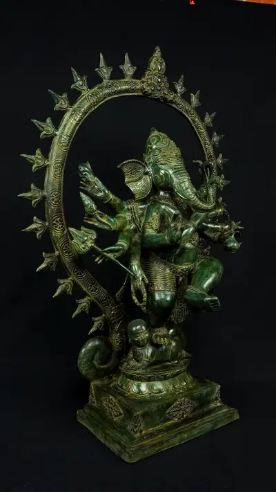 Statue bénie de Ganesh Nataraja en laiton, vue complémentaire n°4
