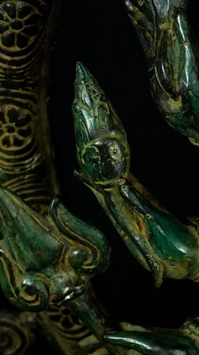 Statue bénie de Ganesh Nataraja en laiton, détail complémentaire n°11