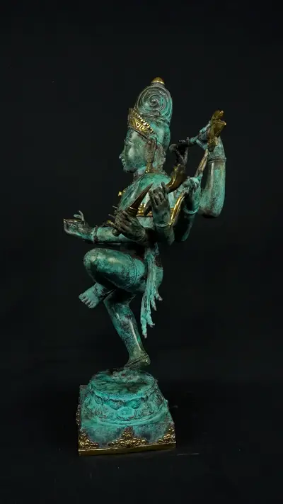 Statue bénie de Shiva Nataraja en laiton, vue complémentaire n°7