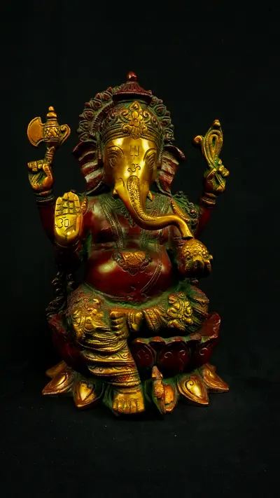 Ganesh béni n°2 assis en laiton