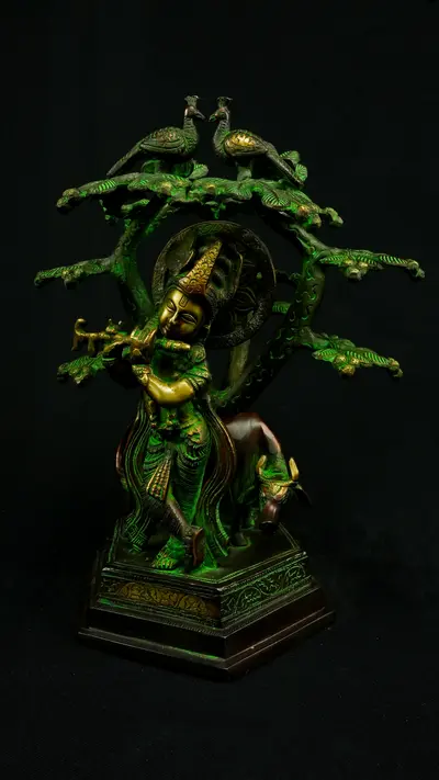 Statue sacrée bénie – Krishna sous l’arbre n°2 – 33 cm, vue complémentaire n°7