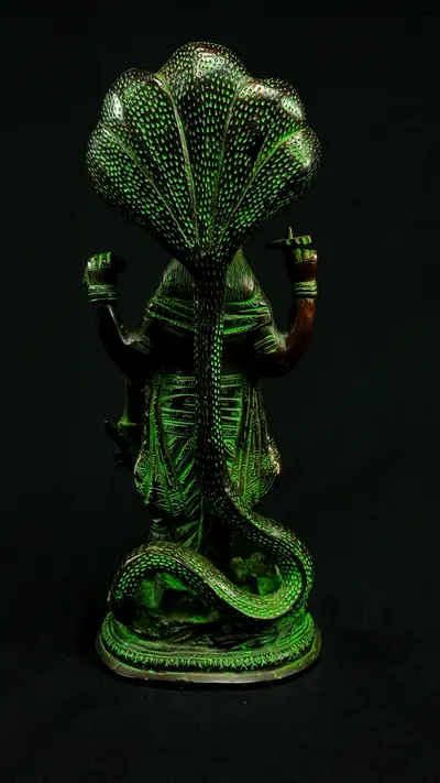 Statue bénie de Dhanvantari, vue arrière