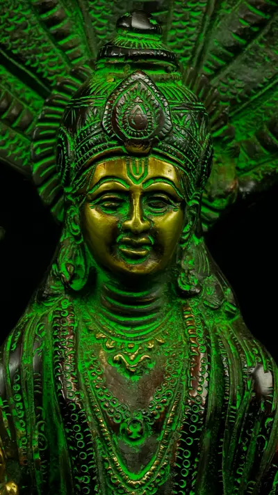 Statue bénie de Dhanvantari provenant d’Inde, vue complémentaire n°4