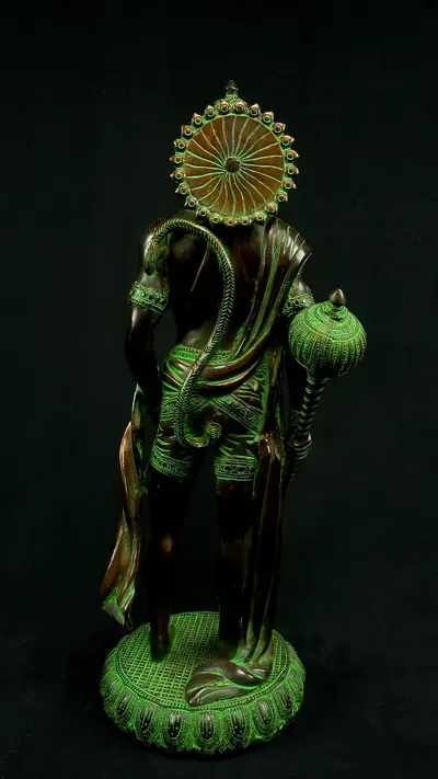 Hanuman béni n°3 en laiton, vue arrière