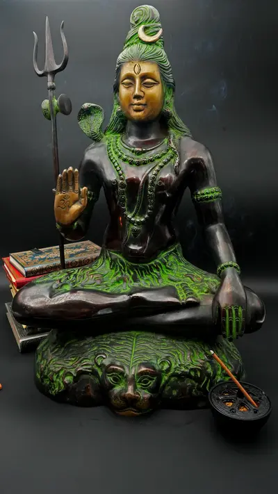 Statue sacrée bénie – Grand Shiva en méditation – 61 cm, vue complémentaire n°2