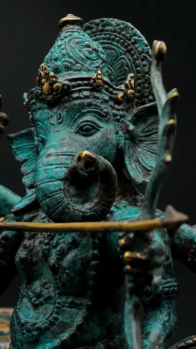 Ganesh béni en laiton réalisé à la cire perdue, détail complémentaire n°6