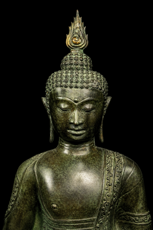 Détail du visage du Bouddha de la Sagesse